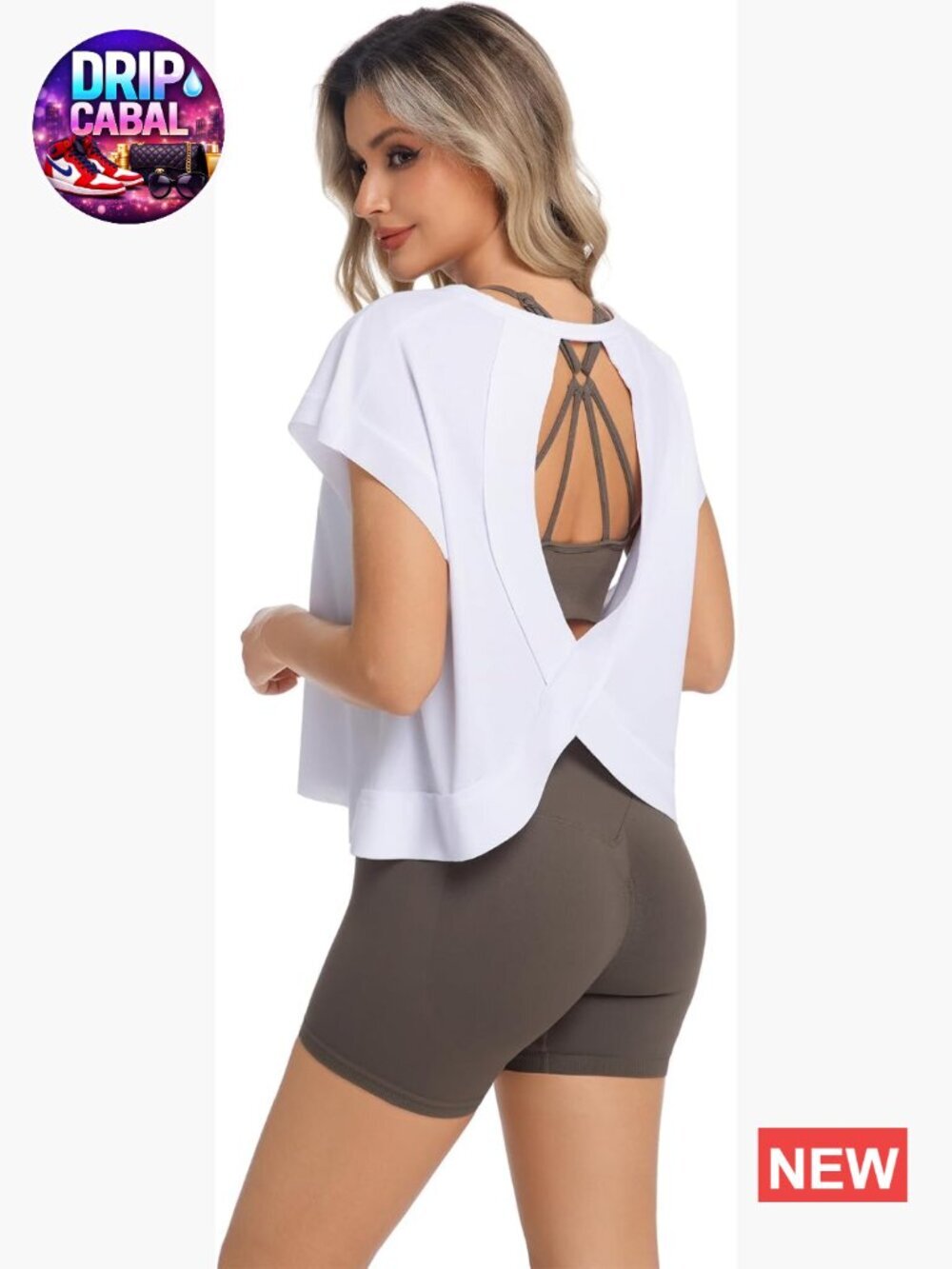 Open Back Workout Tee Short Sleeve Cropped Y2k Athletic Gym Shirt